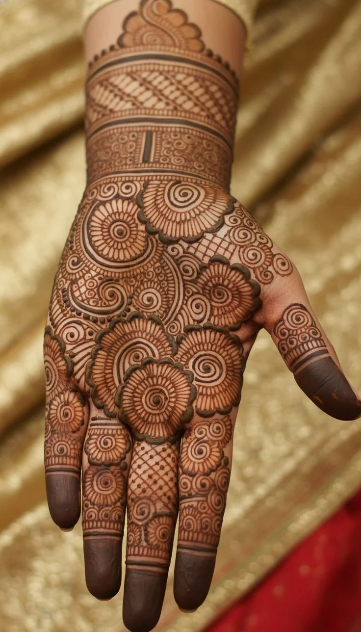 arabic mehndi design — rose, floral, bold · MyMehndiDesigns.com