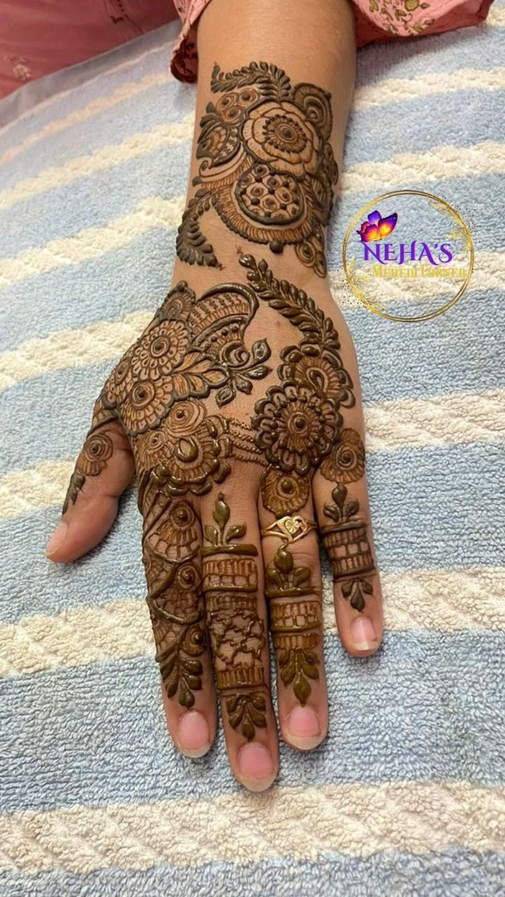 arabic mehndi design — arabic, intricate, bridal, rose · MyMehndiDesigns.com