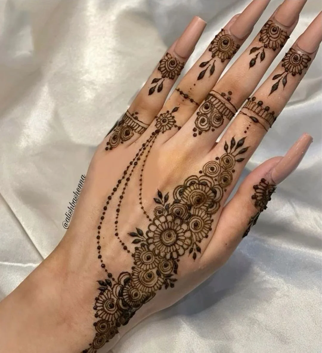 finger mehndi design — flower, floral · MyMehndiDesigns.com