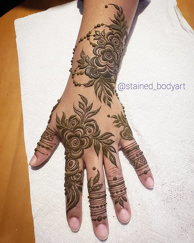 khaleeji mehndi design — khaleeji, gulf, floral, bold #036 · MyMehndiDesigns.com