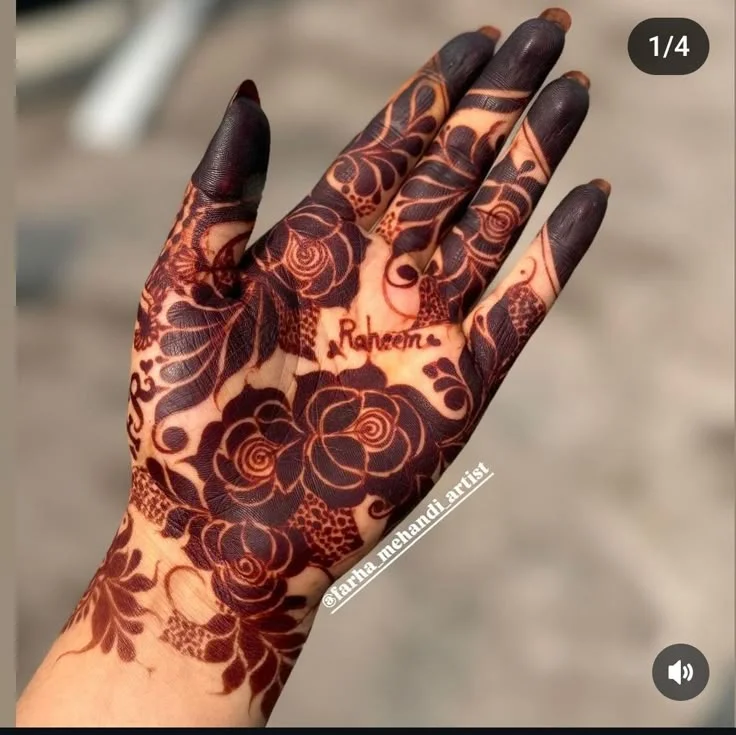 khaleeji mehndi design — khaleeji, gulf, floral, rose #002 · MyMehndiDesigns.com