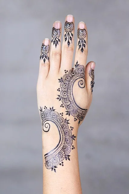 palm mehndi design — palm, circular, mandala, floral #031 · MyMehndiDesigns.com
