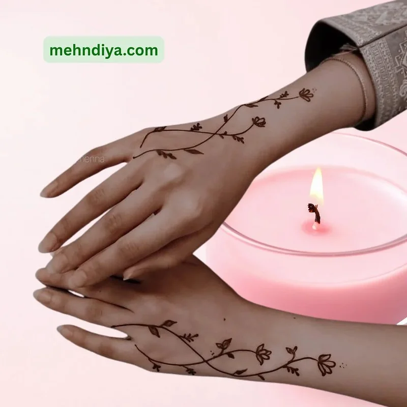 simple mehndi design — beginner, minimal #034 · MyMehndiDesigns.com
